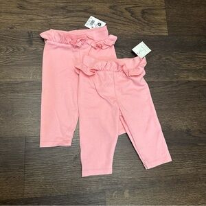 NWT Lullaby Pants 0-3 Month Pink Ruffle Baby Girl Leggings